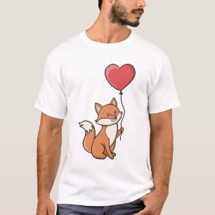 Süßer Fuchs mit rotem Herzballon T-Shirt