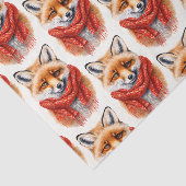 Süßer Fuchs mit rotem Schal Herbst Bildmuster Seidenpapier (Ausschnitt)