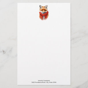 Süßer Fuchs mit rotem Schal Herbstbild Briefpapier