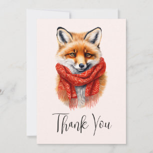 Süßer Fuchs mit rotem Schal Herbstbild Dankeskarte