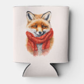 Süßer Fuchs mit rotem Schal Herbstbild Dosenkühler (Vorderseite)
