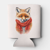 Süßer Fuchs mit rotem Schal Herbstbild Dosenkühler (Rückseite)