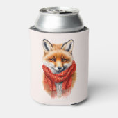 Süßer Fuchs mit rotem Schal Herbstbild Dosenkühler (Kanne Rückseite)