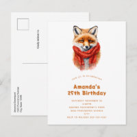 Süßer Fuchs mit rotem Schal Herbstbild Geburtstag