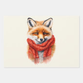 Süßer Fuchs mit rotem Schal Herbstbild Geschenkpapier Set (Vorderseite 2)