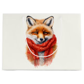 Süßer Fuchs mit rotem Schal Herbstbild Große Geschenktüte (Vorderseite)