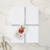 Süßer Fuchs mit rotem Schal - Herbstbild - Hochzei Geschenkanhänger (Mit Garn)