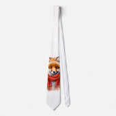 Süßer Fuchs mit rotem Schal Herbstbild Krawatte (Vorderseite)