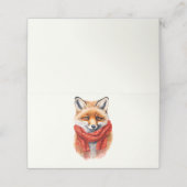 Süßer Fuchs mit rotem Schal Herbstbild Platzkarte (Außenseite Aufgefaltet)