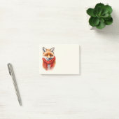 Süßer Fuchs mit rotem Schal Herbstbild Post-it Klebezettel (Büro)