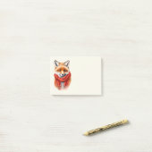 Süßer Fuchs mit rotem Schal Herbstbild Post-it Klebezettel (Auf Schreibtisch)