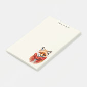 Süßer Fuchs mit rotem Schal Herbstbild Post-it Klebezettel (angewinkelt)
