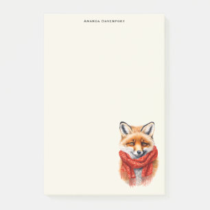 Süßer Fuchs mit rotem Schal Herbstbild Post-it Klebezettel