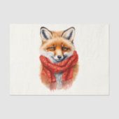Süßer Fuchs mit rotem Schal Herbstbild Seidenpapier (Vorderseite)