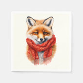 Süßer Fuchs mit rotem Schal Herbstbild Serviette (Vorderseite)