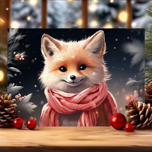 Süßer Fuchs mit Schal Weihnachten