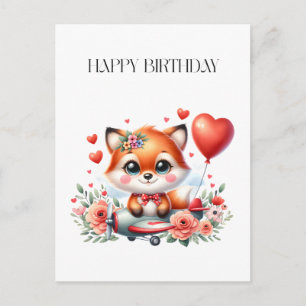 Süßer Fuchs-Pilot-Birthday Einladungspostkarte