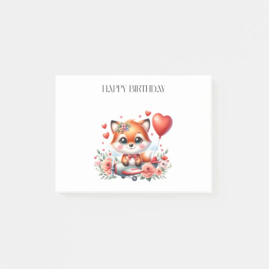 Süßer Fuchs-Pilot Geburtstag Post-it Klebezettel (Vorderseite)
