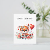 Süßer Fuchs-Pilot Geburtstag Postkarte (Stehend Vorderseite)