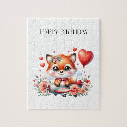 Süßer Fuchs-Pilot Geburtstag Puzzle (Vertikal)