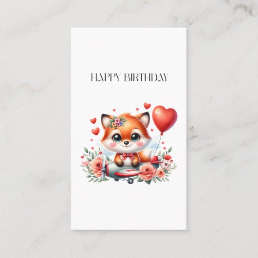 Süßer Fuchs-Pilot Geburtstag Telefonnummerkarte (Vorderseite)
