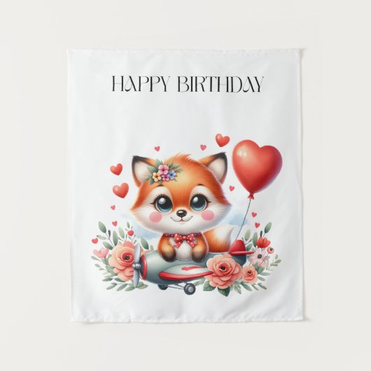 Süßer Fuchs-Pilot Geburtstag Wandteppich (Vorderseite)