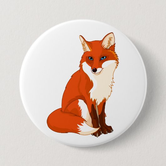 Süßer Fuchs Sitzender Knopf Button (Vorderseite)