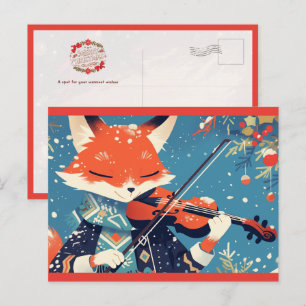 Süßer Fuchs spielt Violine Postkarte
