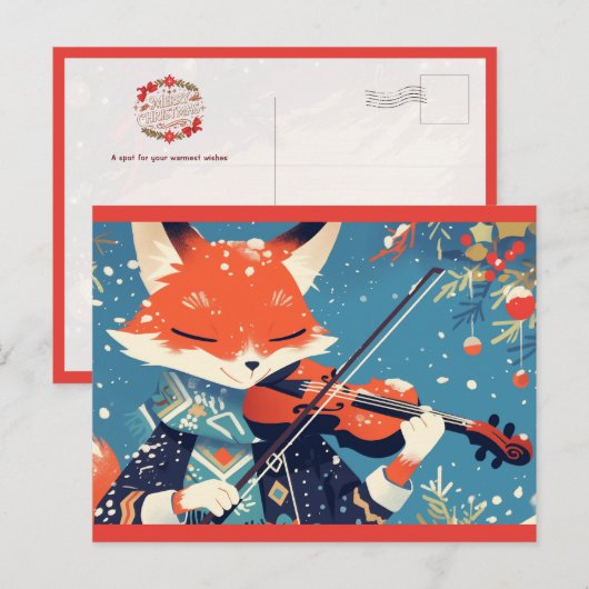 Süßer Fuchs spielt Violine Postkarte (Vorne/Hinten)