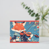 Süßer Fuchs spielt Violine Postkarte (Stehend Vorderseite)