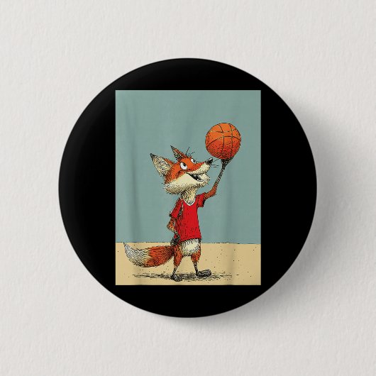 Süßer Fuchs Sport Lustiges Baseball Cartoon Design Button (Vorderseite)