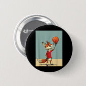 Süßer Fuchs Sport Lustiges Baseball Cartoon Design Button (Vorne & Hinten)