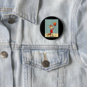 Süßer Fuchs Sport Lustiges Baseball Cartoon Design Button (Beispiel)