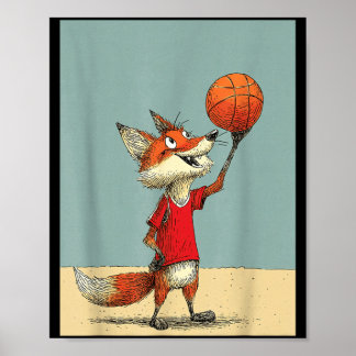 Süßer Fuchs Sport Lustiges Baseball Cartoon Design Poster