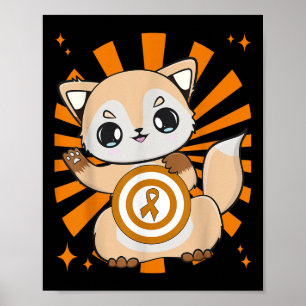 Süßer Fuchs und orangefarbenes Band für Leukämie-B Poster