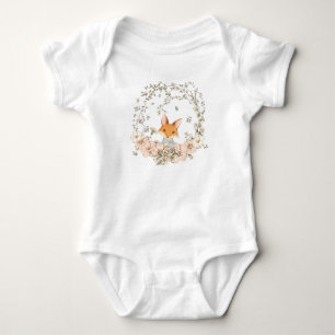 Süßer Fuchs Vintage Blumen Grünzeug Blätterwerk Ju Baby Strampler