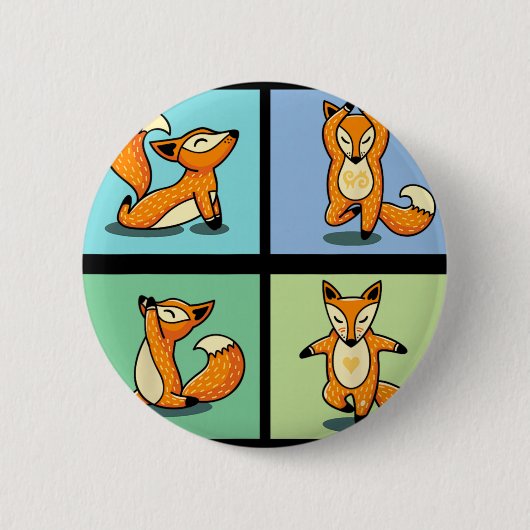 Süßer Fuchs Yoga Tier Meditation Zen Stretch Pose Button (Vorderseite)