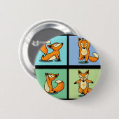 Süßer Fuchs Yoga Tier Meditation Zen Stretch Pose Button (Vorne & Hinten)