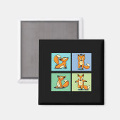 Süßer Fuchs Yoga Tier Meditation Zen Stretch Pose Magnet (Vorderseite/Rückseite)