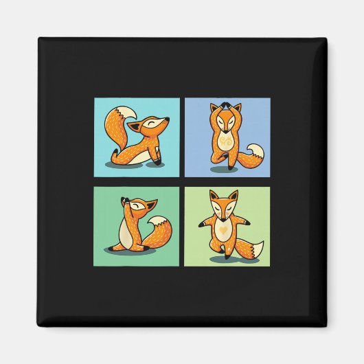 Süßer Fuchs Yoga Tier Meditation Zen Stretch Pose Magnet (Vorne)