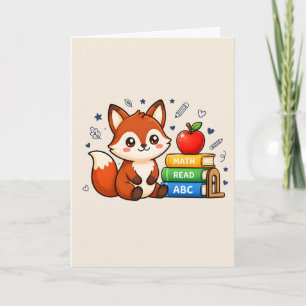 Süßer Fuchs Zurück zur Schule Mathe Lesen ABC Kind Karte
