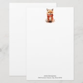 Süßer Fuchswelpe mit rotem Schal Briefpapier (Vorne/Hinten)