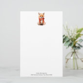 Süßer Fuchswelpe mit rotem Schal Briefpapier (Stehend Vorderseite)