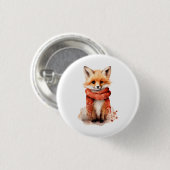 Süßer Fuchswelpe mit rotem Schal Button (Vorne & Hinten)