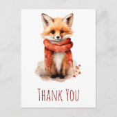 Süßer Fuchswelpe mit rotem Schal Danke Postkarte (Vorderseite)
