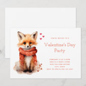 Süßer Fuchswelpe mit rotem Schal zum Valentinstag Einladung (Vorne/Hinten)