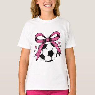 Süßer Fußball mit rosa Schleife Coquette Sport T-Shirt