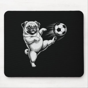 Süßer Fußball-Mops-Vater-Hund wird Club-Tore Kinde Mousepad
