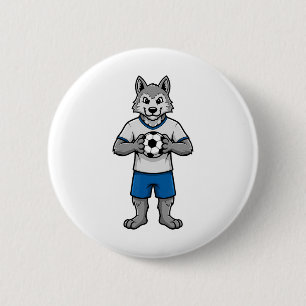 Süßer Fußball-Wolf-Fußballspieler Tier Sport Button