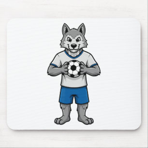 Süßer Fußball-Wolf-Fußballspieler Tier Sport  Mousepad